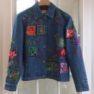 COLDWATER CREEK Embroidered Knit Denim Jacket - PXL